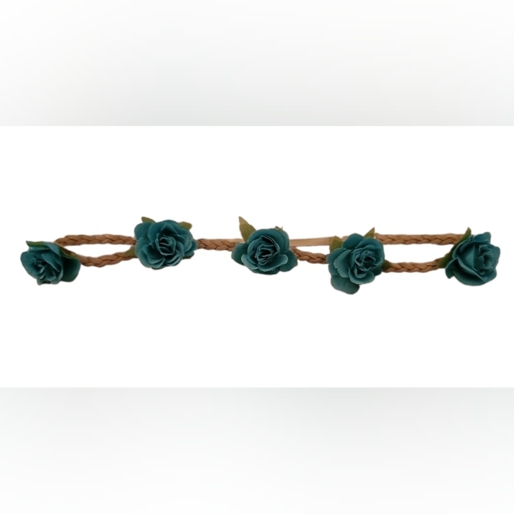 Blue floral crown headband